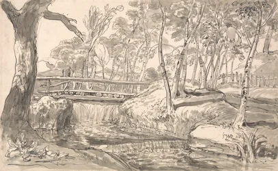 Paisaje fluvial con una cascada